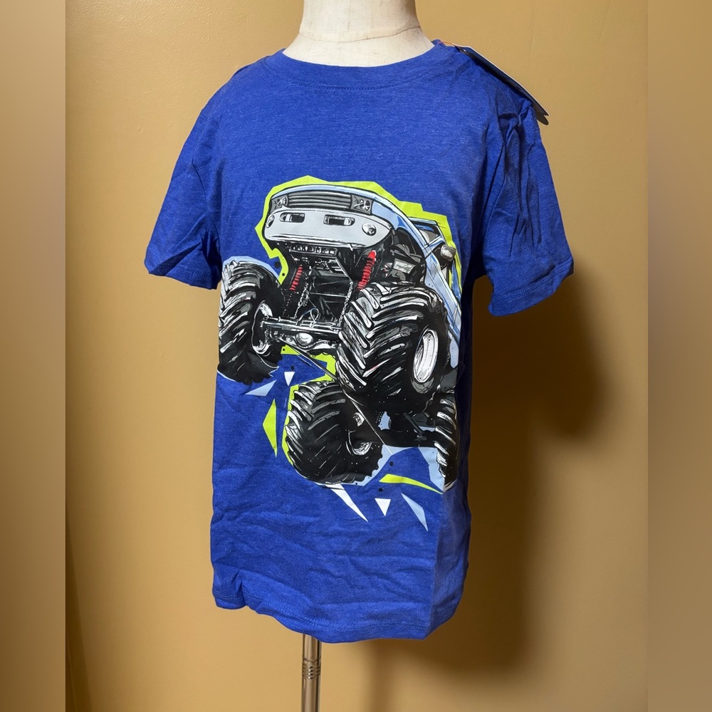 Cat & Jack Boys’ Monster Truck Short Sleeve Graphic Shirt - Royal Blue S - Picture 3 of 3